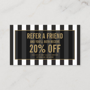 Black and White Stripes Salon Referral Card