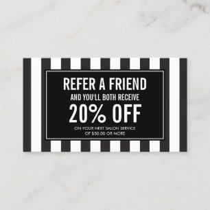 Black and White Stripes Salon Referral Card II