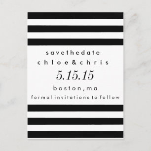 Black and White Stripes Save the Date Postcard