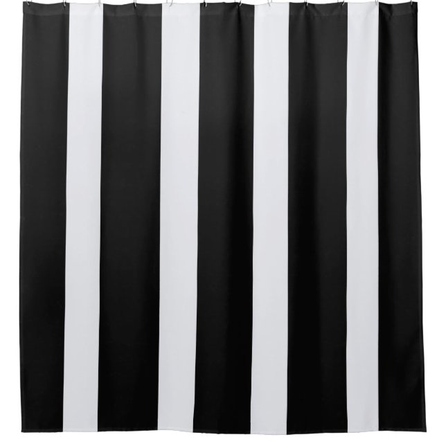 Black And White Stripes Shower Curtain (Front)