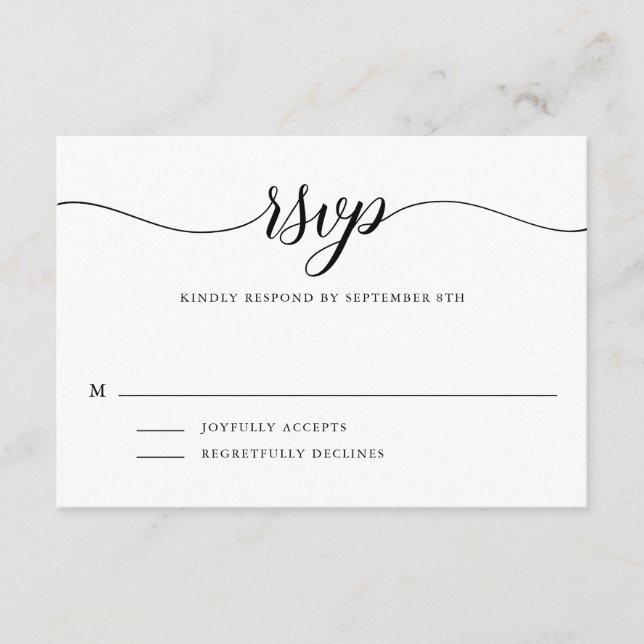 Black and White Stripes | Simple Script RSVP Enclosure Card (Front)
