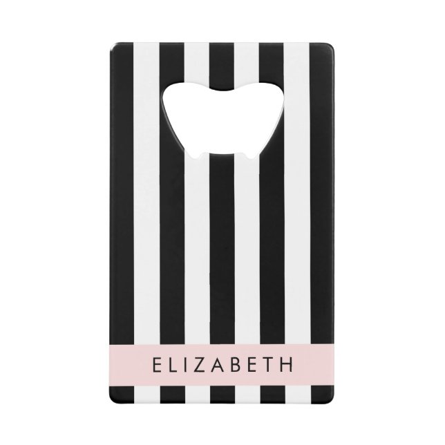 Black and White Stripes, Striped, Lines, Your Name (Front)