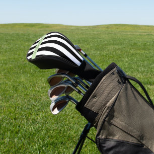 Black and White Stripes, Striped, Lines, Your Name Golf Head Cover