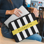 Black and White Stripes, Striped, Lines, Your Name Laptop Sleeve<br><div class="desc">Elegant,  stylish and sophisticated stripes in black and white colour. Modern and trendy gift,  perfect for the stripes lover in your life. Personalise by adding your name,  nickname,  monogram or initials.</div>