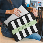 Black and White Stripes, Striped, Lines, Your Name Laptop Sleeve<br><div class="desc">Elegant,  stylish and sophisticated stripes in black and white colour. Modern and trendy gift,  perfect for the stripes lover in your life. Personalise by adding your name,  nickname,  monogram or initials.</div>