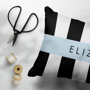 Black and White Stripes, Striped, Lines, Your Name Pillowcase