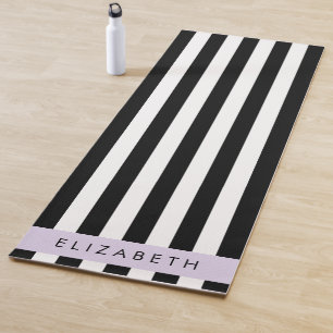 Black and White Stripes, Striped, Lines, Your Name Yoga Mat