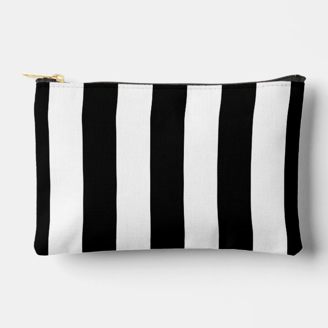 Black and White Stripes, Striped Pattern, Lines Accessory Pouch (Front)