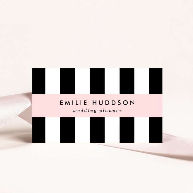 Black and White Stripes, Striped Pattern, Lines Business Card (Creator Uploaded)