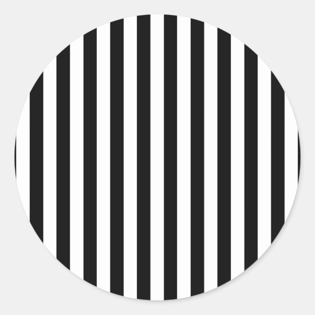 Black and White Stripes, Striped Pattern, Lines Classic Round Sticker (Front)