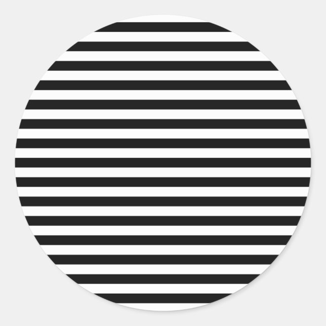 Black and White Stripes, Striped Pattern, Lines Classic Round Sticker (Front)