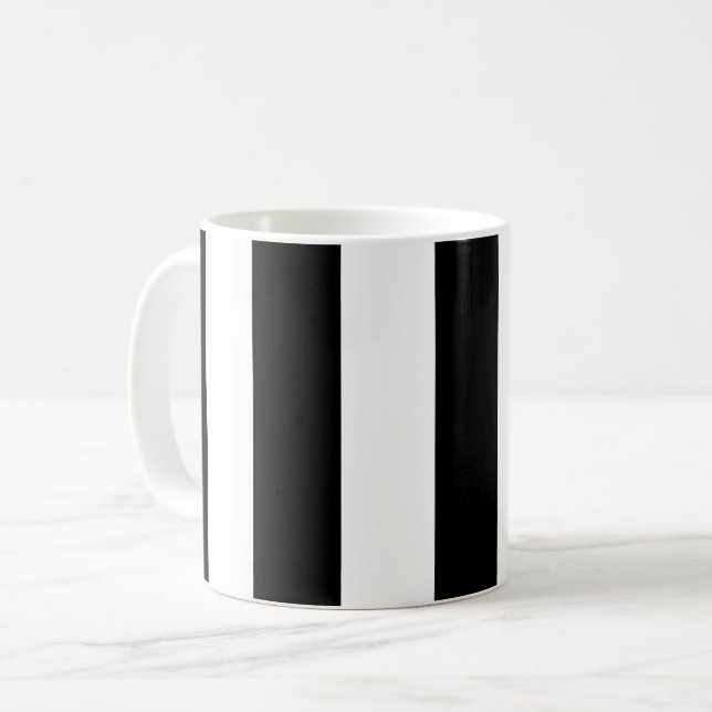 Black and White Stripes, Striped Pattern, Lines Coffee Mug (Front Left)