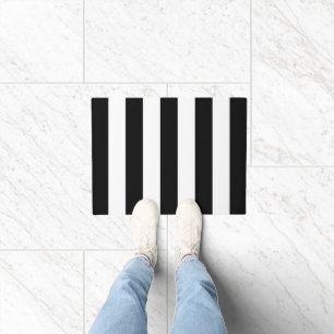 Black and White Stripes, Striped Pattern, Lines Doormat