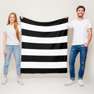 Black and White Stripes, Striped Pattern, Lines Fleece Blanket