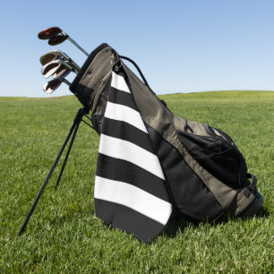 Black and White Stripes, Striped Pattern, Lines Golf Towel