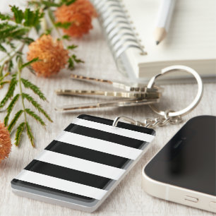Black and White Stripes, Striped Pattern, Lines Key Ring