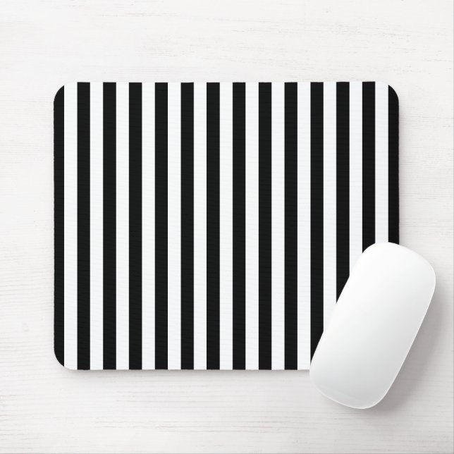Black and White Stripes, Striped Pattern, Lines Mouse Mat (With Mouse)