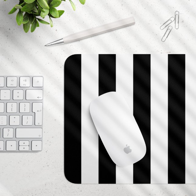 Black and White Stripes, Striped Pattern, Lines Mouse Mat (Creator Uploaded)
