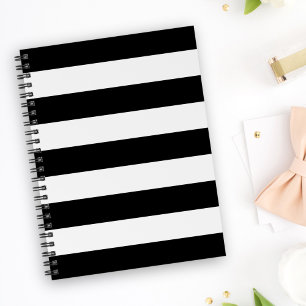 Black and White Stripes, Striped Pattern, Lines Notebook