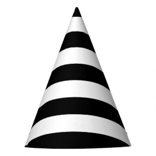 Black and White Stripes, Striped Pattern, Lines Party Hat