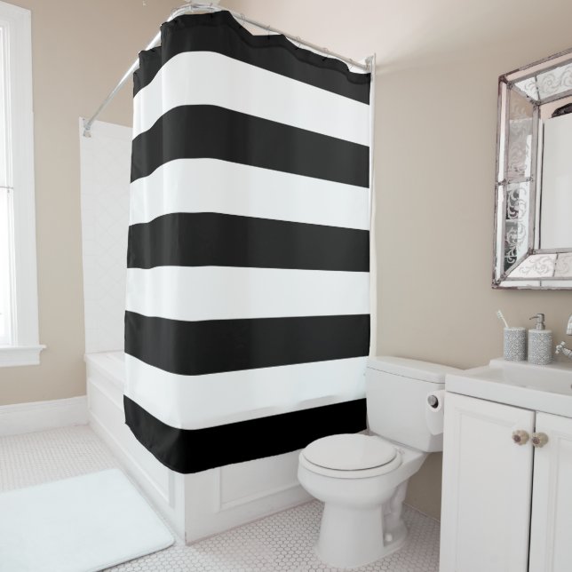 Black and White Stripes, Striped Pattern, Lines Shower Curtain (In Situ)