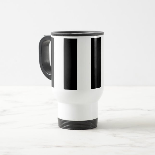 Black and White Stripes, Striped Pattern, Lines Travel Mug (Front Left)