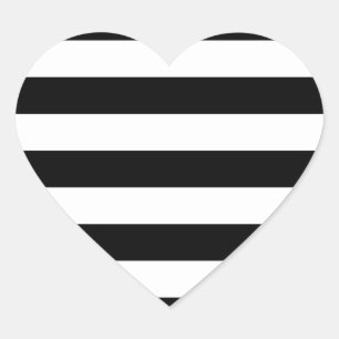 Black And White Stripes Stylish Heart Sticker