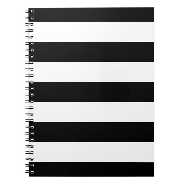 Black And White Stripes Stylish Notebook (Front)