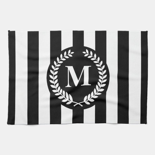 Black and White Stripes Tea Towel (Horizontal)