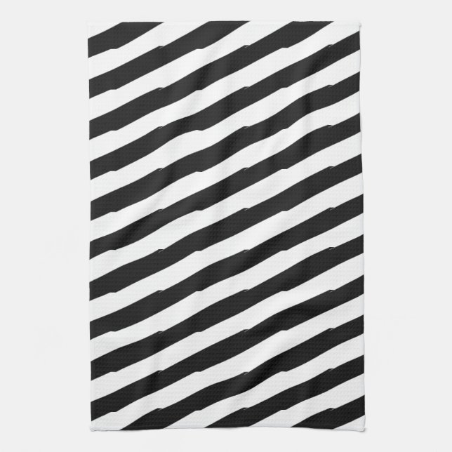 Black And White Stripes Tea Towel (Vertical)