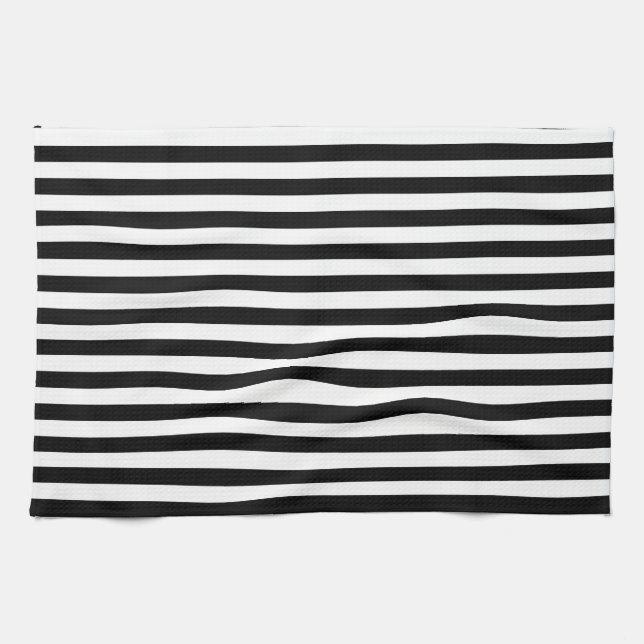Black and White Stripes Tea Towel (Horizontal)