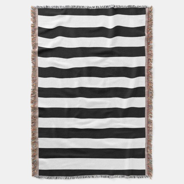 Black and White Stripes Throw Blanket (Front Vertical)