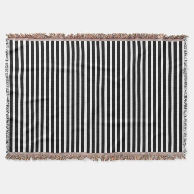 Black And White Stripes Throw Blanket (Front)