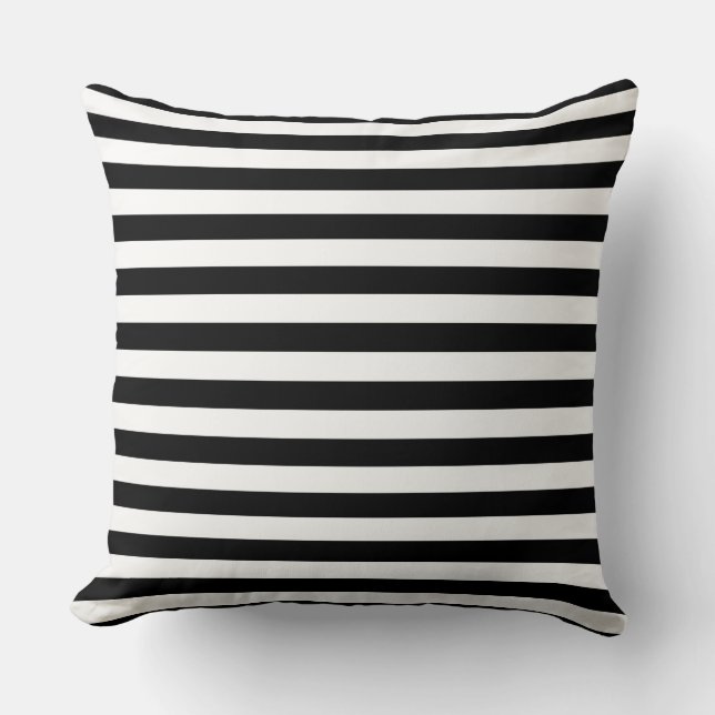 Black and White Stripes Throw Pillow (Front)