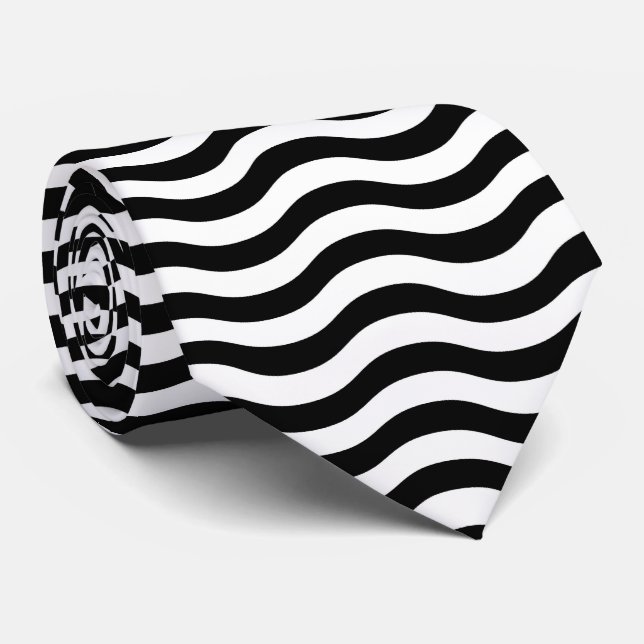 Black And White Stripes Tie (Rolled)