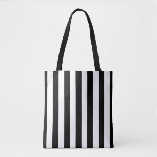 Black and White Stripes Vertical Striped Pattern Tote Bag