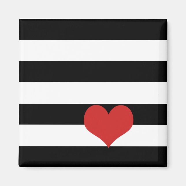 Black and White Stripes w/Red Heart Magnet (Front)