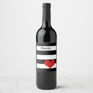 Black and White Stripes w/Red Heart Wine Label