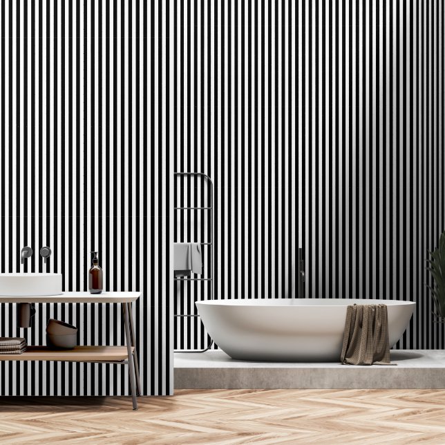 Black And White Stripes Wallpaper (Bathroom)