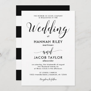 Black and White Stripes Wedding Invitation