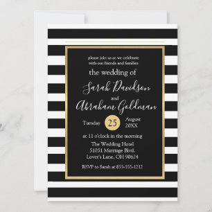 Black and White Stripes Wedding  Invitation
