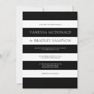 Black and white stripes wedding invitation. invitation