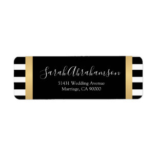 Black and White Stripes Wedding Return Address