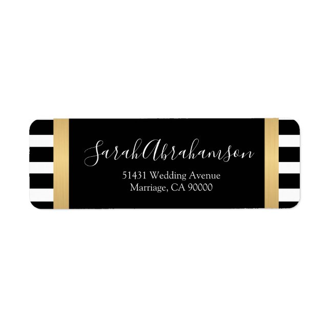 Black and White Stripes Wedding Return Address  (Front)