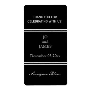 Black and white stripes wedding wine favour