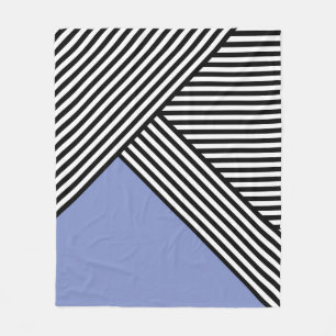 Black and white stripes with blue triangle fleece blanket