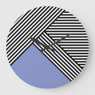 Black and white stripes with blue triangle  large clock