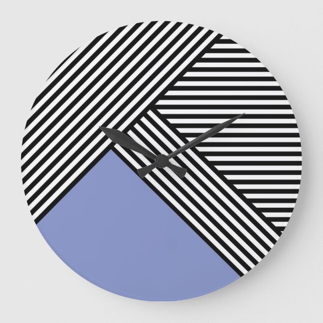Black and white stripes with blue triangle  large clock (Front)