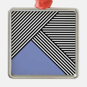 Black and white stripes with blue triangle metal tree decoration