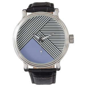 Black and white stripes with blue triangle watch